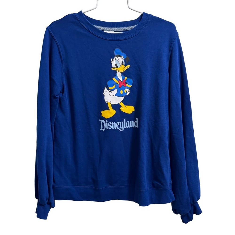 Women’s Disney Blue Donald Duck Disneyland Crewneck Sweatshirt Size Medium